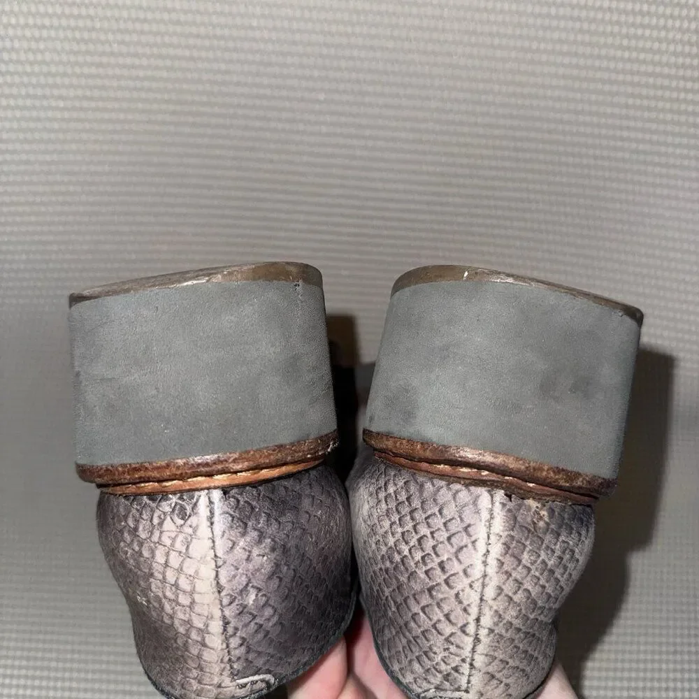 Camper Magna Wedge Snakeskin Embossed Oxford Monk Strap Shoes Size EU 38 US 7.5